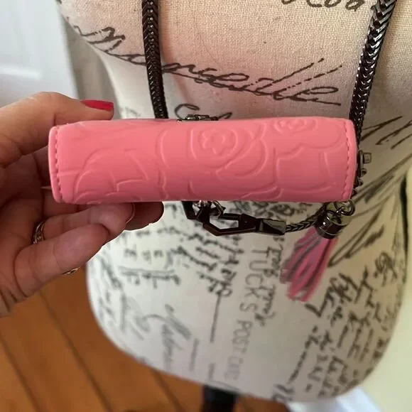 Pink *Camellia* Mini WOC DIY Tassel Card Case Wallet Necklace Chain NEW DIY - Picture 12 of 16